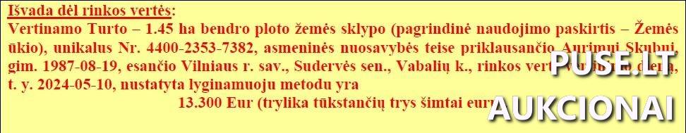 Žemės sklypas Sklypai Vabaliai, Sudervės sen., Vilniaus r. sav. 1