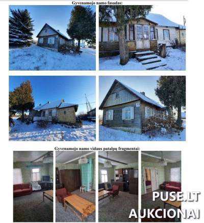 Gyvenamojo namo dalies (3/8) aukcionas Kauno rajone, Pakapių k. 13, pradinė kaina 8712 EUR