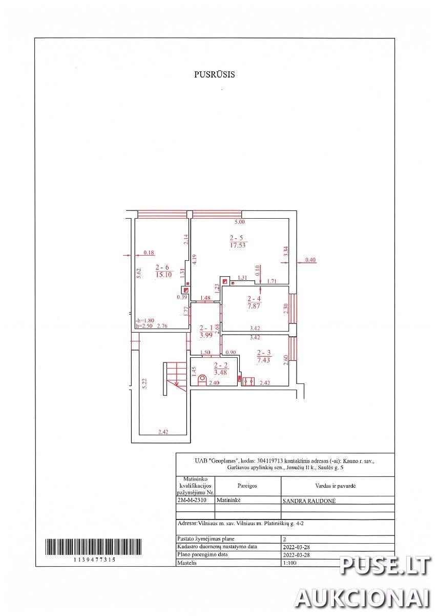 Butas Patalpos/Butai Platiniškių g. 4, 06295 Vilnius, Vilniaus m. sav. 1