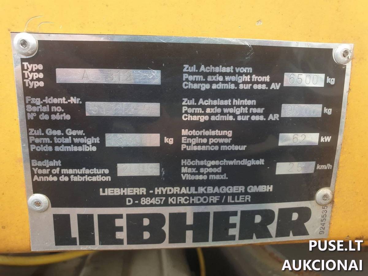 Ekskavatorius LIEBHERR A312 Krovininis automobilis virš 12 t. 1