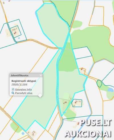 1/4 žemės ūkio paskirties sklypo dalis Telšių rajone, Barstėgų k. parduodama aukcione nuo 12000 EUR