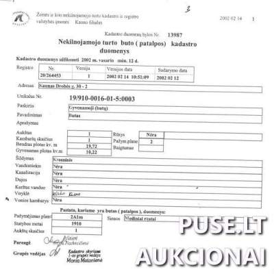 Mažas 19.72 kv.m butas Kaune, Drobės g. 30, nuo 12510 EUR pradinės kainos