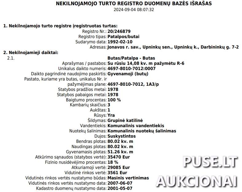 Butas Patalpos/Butai Darbininkų g. 7, 55484 Upninkai, Upninkų sen., Jonavos r. sav. 1