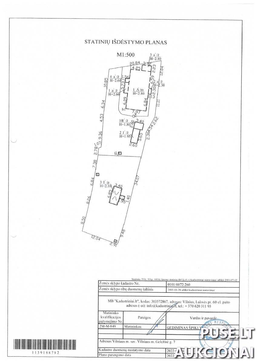 Gyvenamasis namas Pastatai Geležinė g. 7, 11351 Vilnius, Vilniaus m. sav. 1