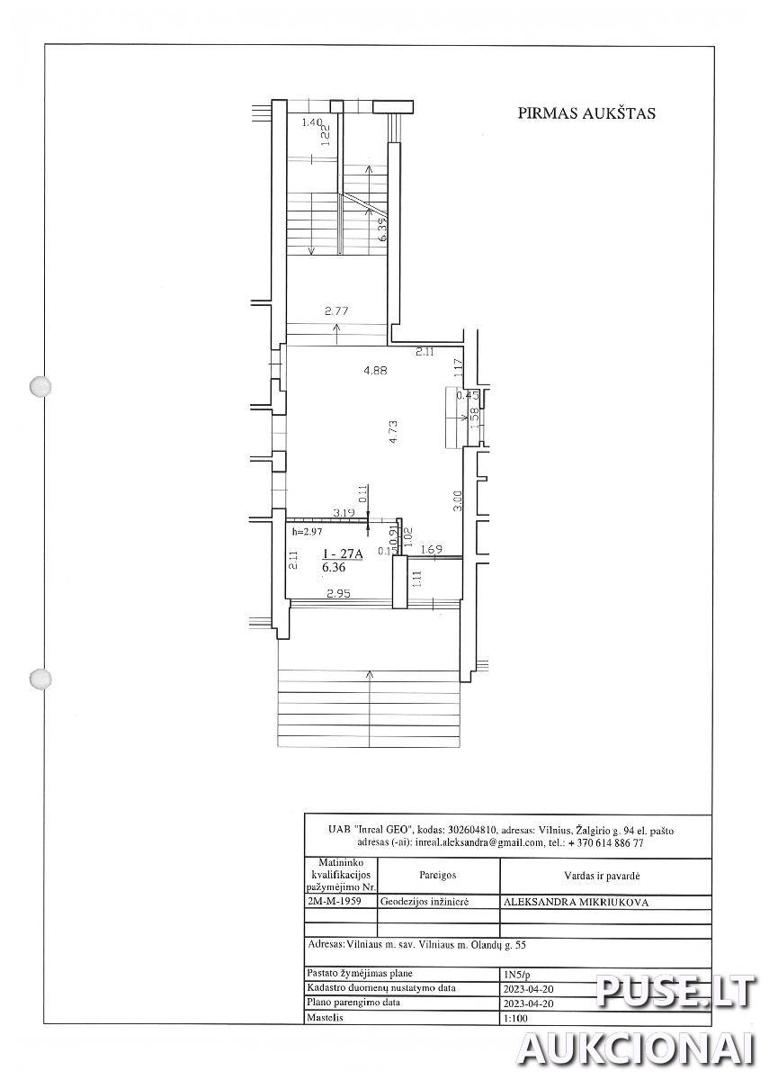 Negyvenamoji patalpa Patalpos/Butai Olandų g. 55, 01207 Vilnius, Vilniaus m. sav. 1