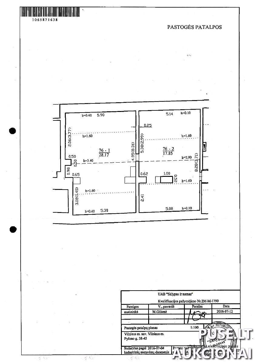 Neįrengta pastogė Patalpos/Butai Pylimo g. 38, 01136 Vilnius, Vilniaus m. sav. 1