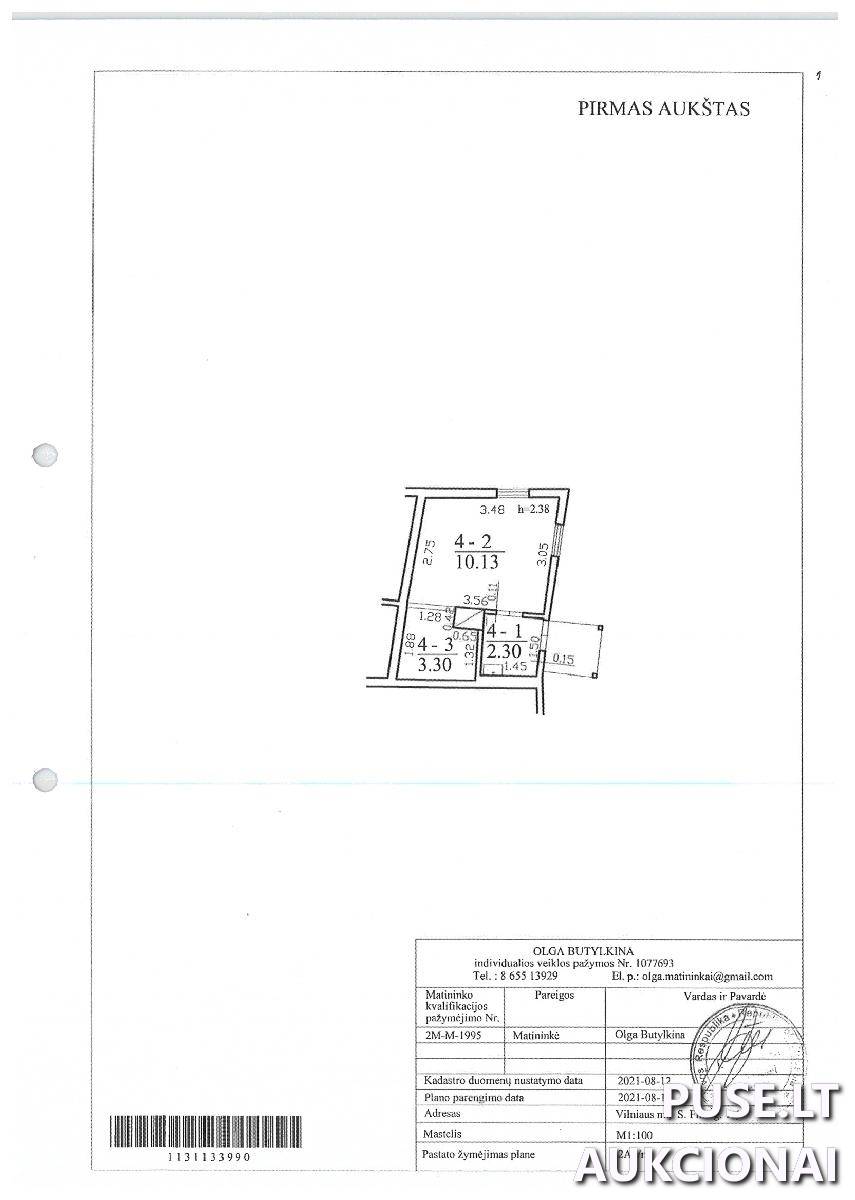 Butas Patalpos/Butai S. Fino g. 1, 09305 Vilnius, Vilniaus m. sav. 1