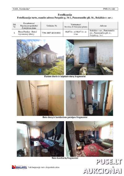 3 kambarių butas Rokiškio r. sav., Panemunėlio glž. st., Pergalės g. 34, pradinė kaina 1140 EUR