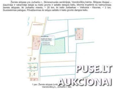 Žemės ūkio sklypas Jurbarko r. Vencloviškių kaimo pardavimo aukcione pradinė kaina 5600 EUR
