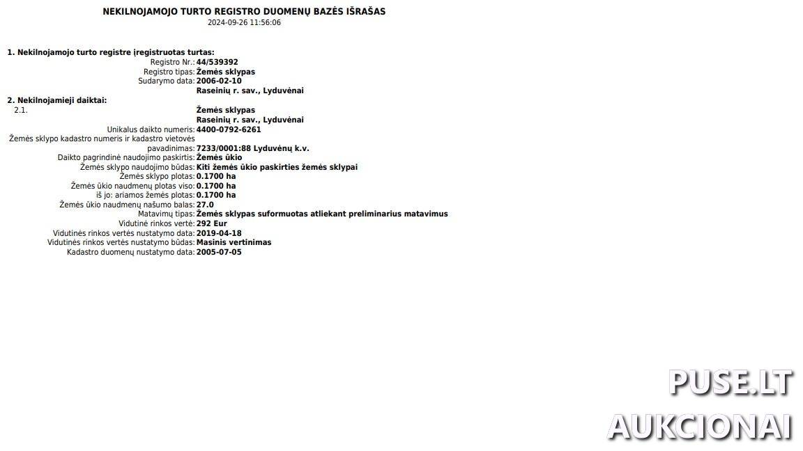 Žemės sklypas Sklypai Lyduvėnai, Šiluvos sen., Raseinių r. sav. 1