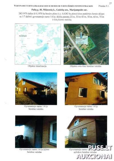 Žemės sklypo dalis Marijampolės r. Miknonių k. su pastatais 4240 EUR. Antstolio aukcionas