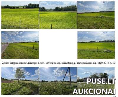 2.27 ha žemės ūkio sklypas Ukmergės r. Bagužiškių kaime, pradinė kaina 4800 EUR