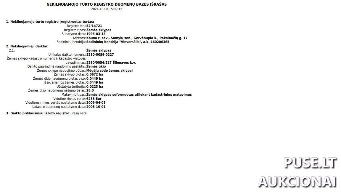 Žemės sklypas Sklypai Pakalnučių g. 17, 53166 Gervėnupis, Samylų sen., Kauno r. sav. 1
