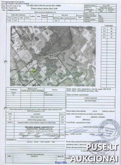 Žemės ūkio paskirties sklypas Alytaus r. sav., Ilgų k. 0.4 ha, pradinė kaina 3200 EUR