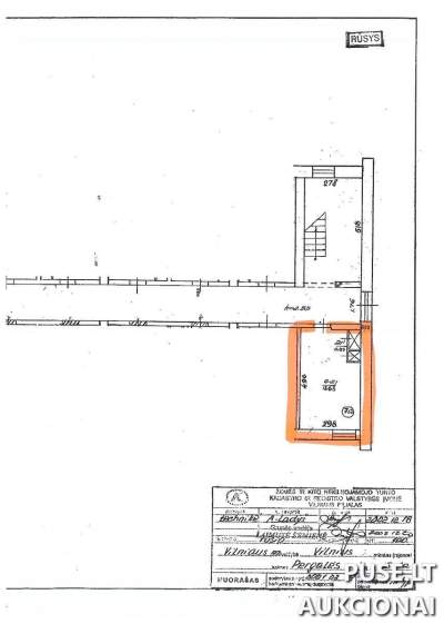 Kambarys Vilniuje Pergalės g. 15 cokoliniame aukšte, 14.52 kv.m ploto, Pradinė kaina 18000 EUR
