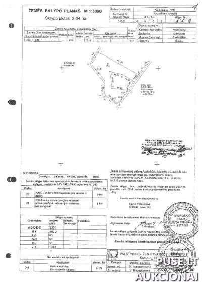 75/264 dalis 2.64 ha žemės ūkio sklypo Radviliškio r., Vaitiekūnų k., pradinė kaina 3408 EUR