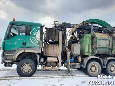Medienos smulkintuvas MAN TGS 33.540 6X6 BB su kranu aukcione nuo 54396 EUR