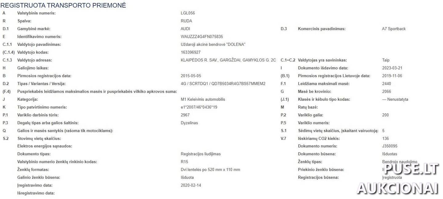 Audi A7 LGL056 Lengvasis automobilis 1