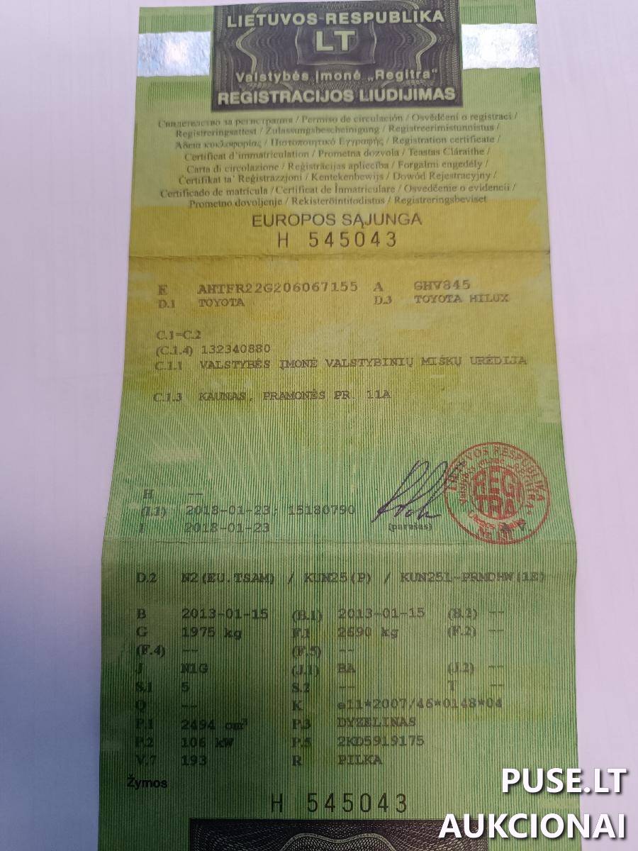 Lengvasis automobilis TOYOTA HILUX Inv. Nr. 06-03-84 Traktoriai, savaeigės mašinos, priekabos, puspriekabės 3
