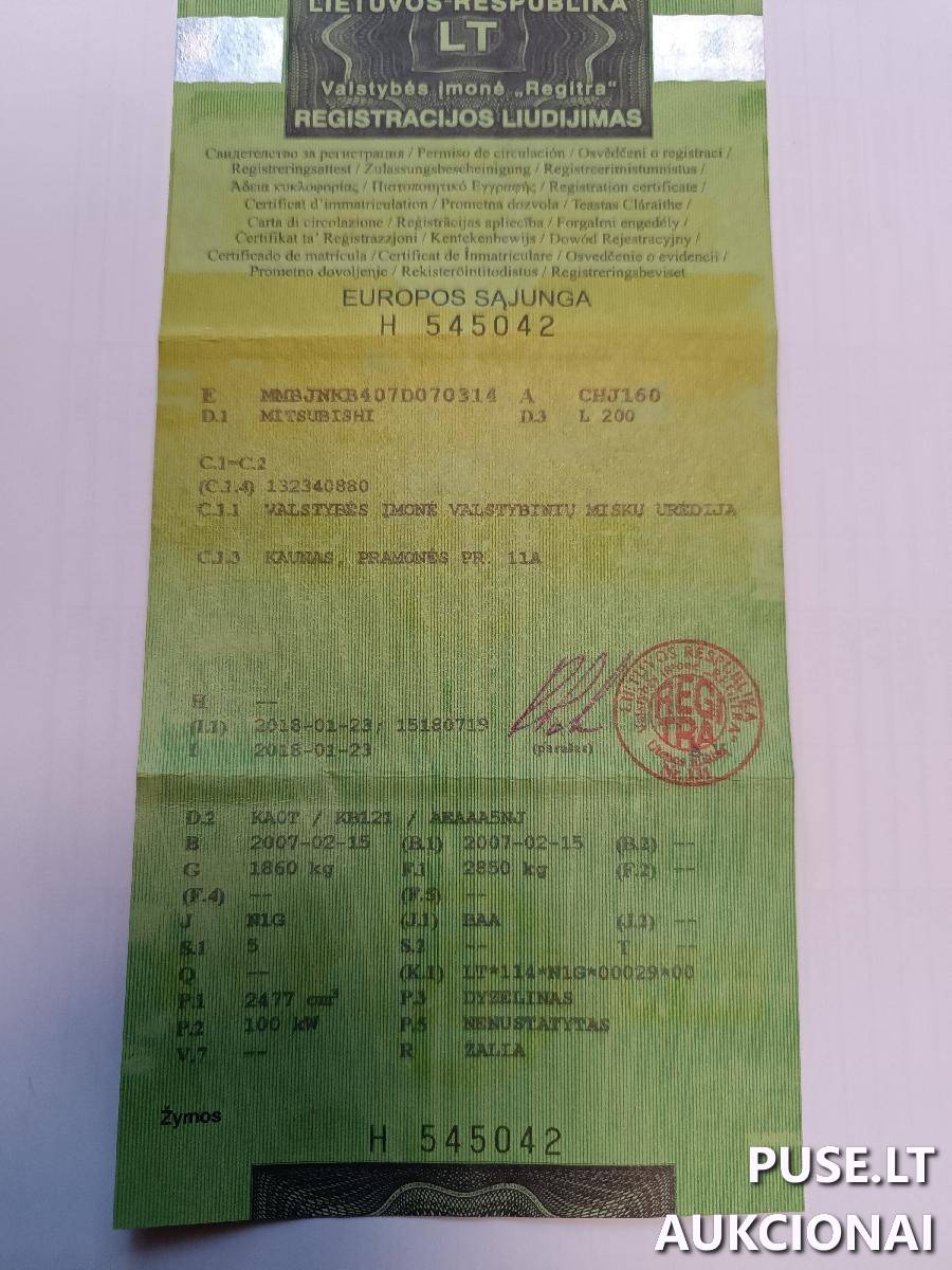 Lengvasis automobilis MITSUBISHI L200 Inv. nr. 06-03-74 Traktoriai, savaeigės mašinos, priekabos, puspriekabės 3