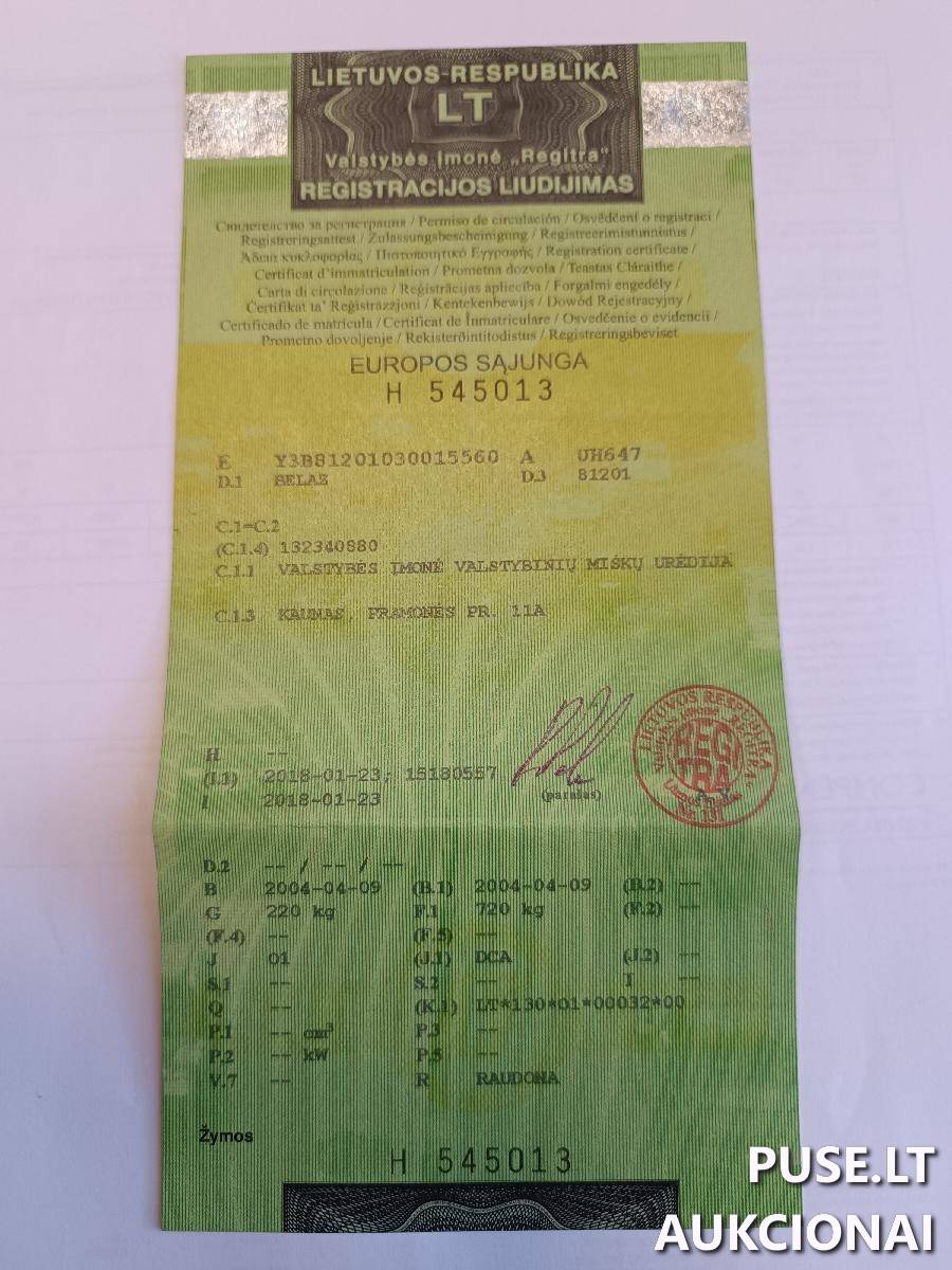 Priekaba iki 0.75 t. BELAZ 81201 Inv. nr. 404000006537 06-03-60 Traktoriai, savaeigės mašinos, priekabos, puspriekabės 4