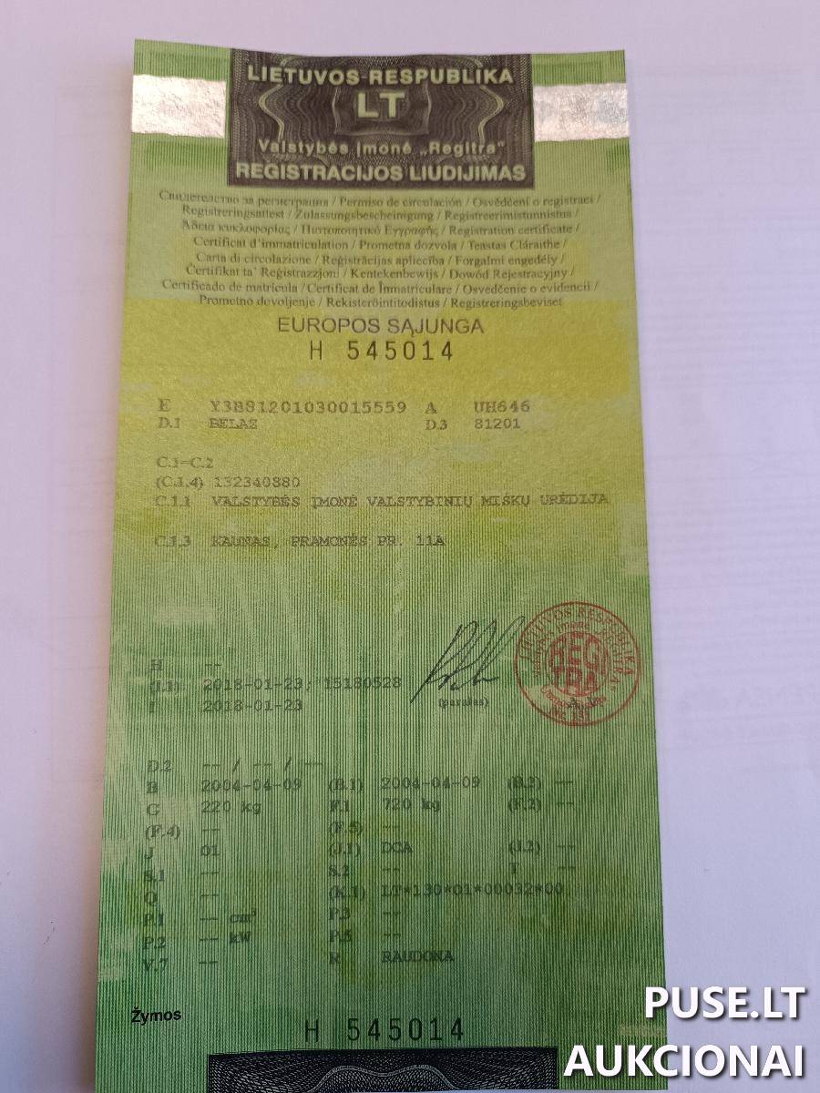 Priekaba iki 0.75 t. BELAZ 81201 Inv. Nr. 404000006537 06-03-61 Traktoriai, savaeigės mašinos, priekabos, puspriekabės 3