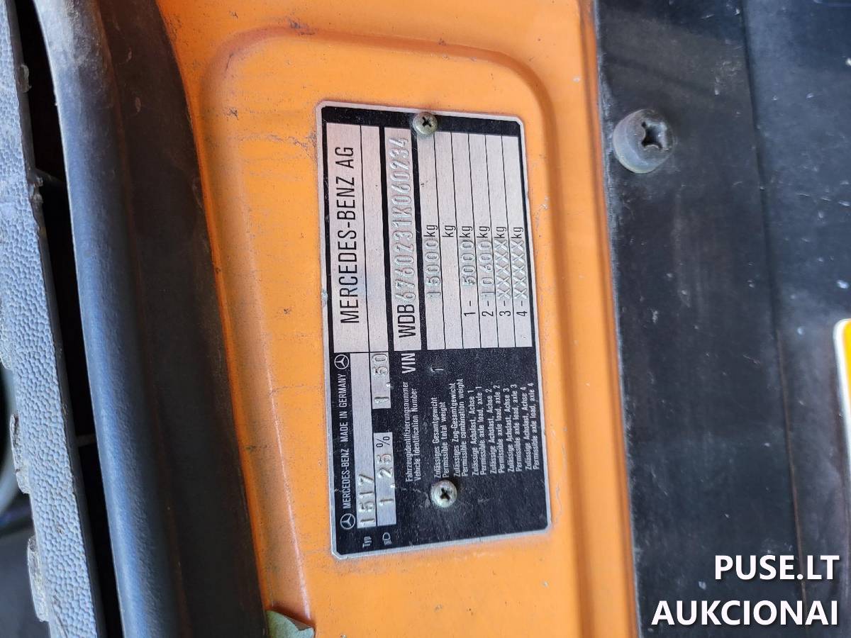 Mercedes-Benz 1517 -  Gatvių valymo mašina-vakuuminis šlavimo siurblys Krovininis automobilis nuo 3,5t. iki 12t. 6