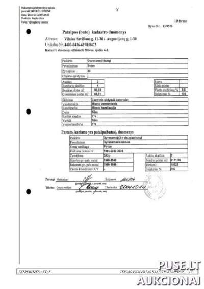 1/6 dalis buto Savičiaus g. 3A Vilniuje, pradinė kaina 63600 EUR, parduodama antstolių aukcione