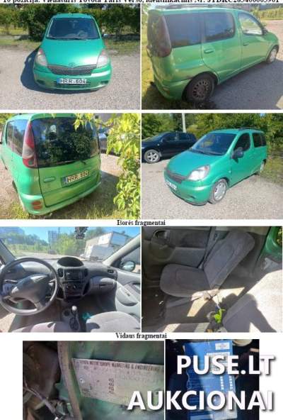 Parduodamas keleivinis automobilis TOYOTA YARIS VERSO 2002 m. pradinė kaina 420 EUR