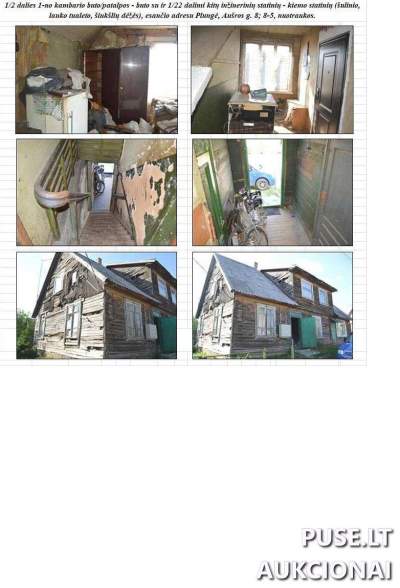 1 kambario buto dalis Plungėje, Aušros g. 8, pradinė kaina 1072 EUR