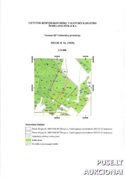 Parduodamas 6.32 ha žemės ūkio paskirties sklypas Varėnos r. sav., Kareivonių k., pradinė kaina 20160 EUR