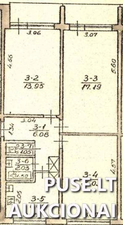3 kambarių butas Ignalinos r. Didžiasalio k. Agarinės g. su rūsiu, pradinė kaina 4800 EUR