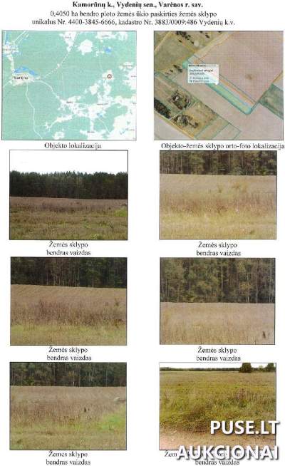 Žemės ūkio paskirties sklypas Varėnos rajone, Kamorūnų kaime, pradinė kaina 1080 EUR