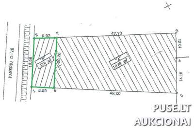 Žemės sklypo dalis 179/1255 Kaune, Panerių g. 310, pradinė kaina 5563 EUR