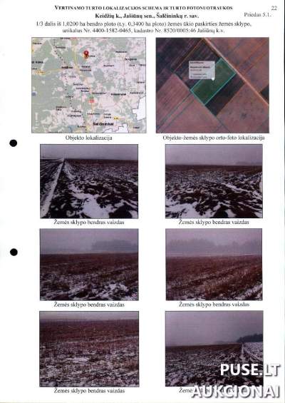 Žemės ūkio paskirties sklypo 1/3 dalis Šalčininkų r., Keidžių k. aukcionas 720 EUR