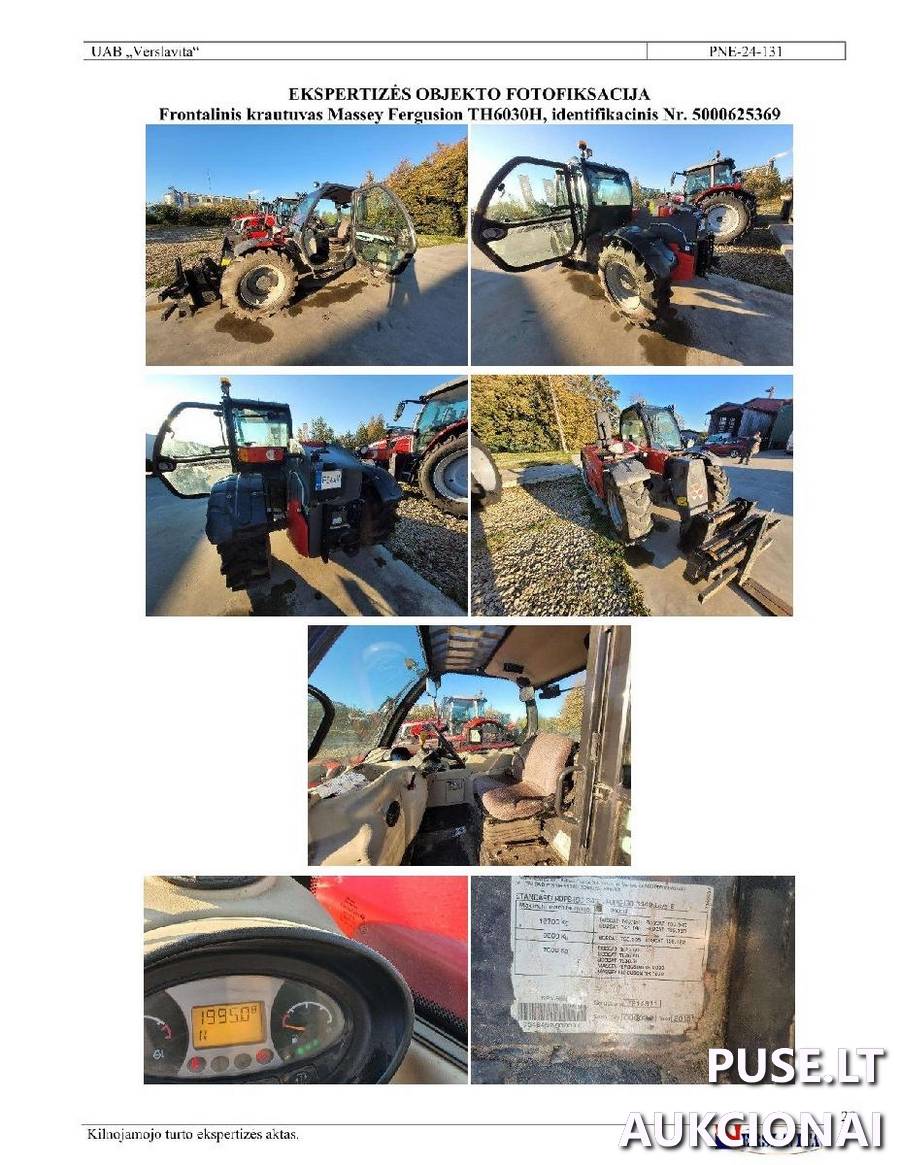 Krautuvas Massey Ferguson, komercinis pavadinimas TH6030H Traktoriai, savaeigės mašinos, priekabos, puspriekabės 1