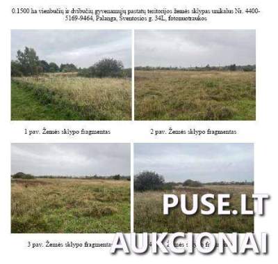 Sklypas Palangoje Šventosios g. 015 ha gyvenamosios paskirties 29000 EUR aukcionas