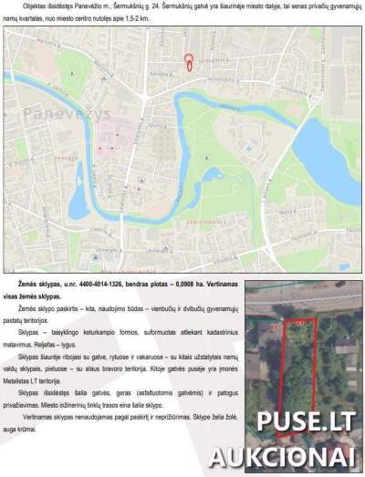 Žemės sklypas Panevėžyje, Šermukšnių g. 24, pradinė kaina 24560 EUR
