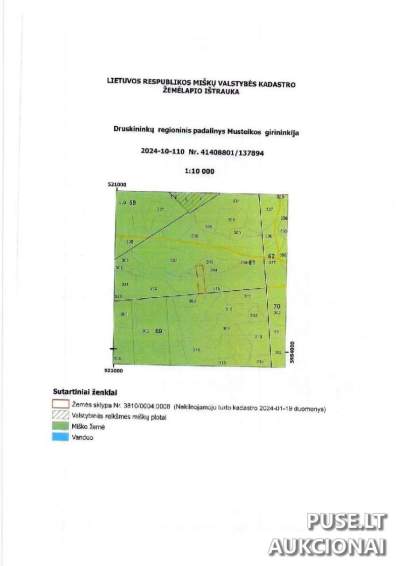 Miškų ūkio paskirties žemės sklypo dalis Varėnos rajone, Margionių kaime, pradinė kaina 136 EUR