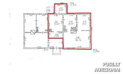 Patalpos/Butas Biržų rajone Iškonių k. 9A-1, pradinė kaina 520 EUR, 54.81 kv. m