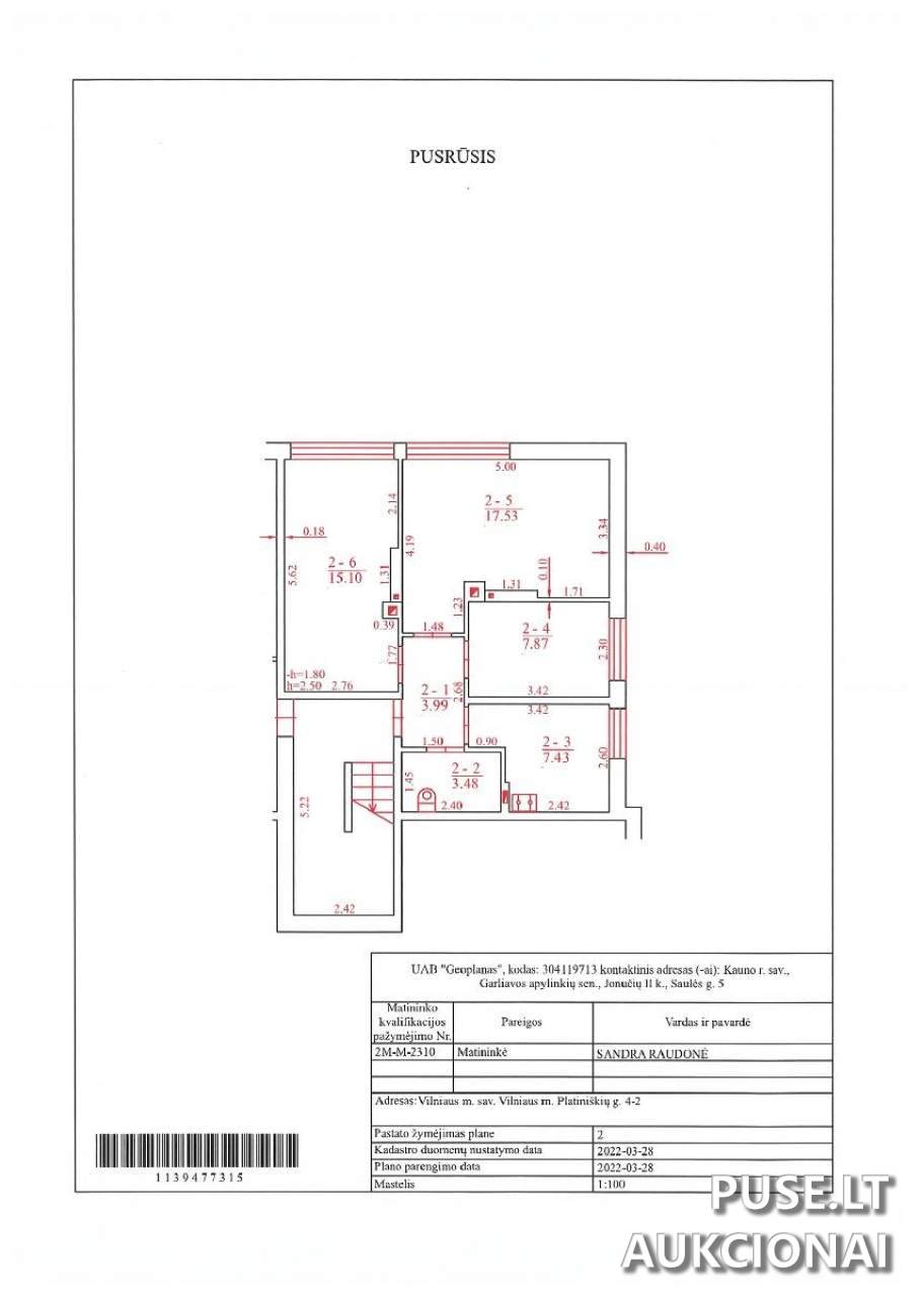 Butas Patalpos/Butai Platiniškių g. 4, 06295 Vilnius, Vilniaus m. sav. 1
