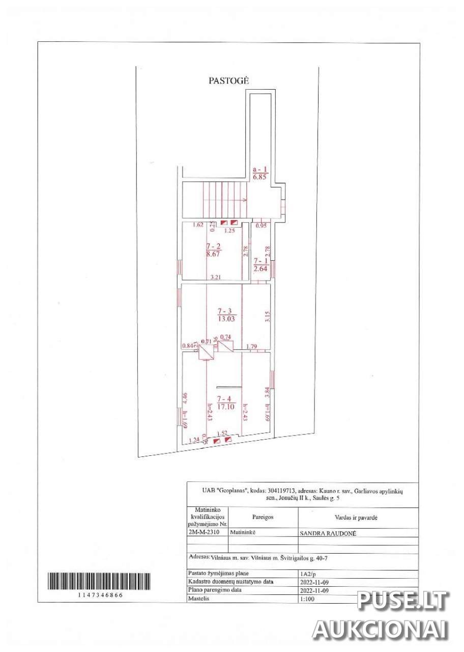 Butas Patalpos/Butai Švitrigailos g. 40, 03209 Vilnius, Vilniaus m. sav. 1