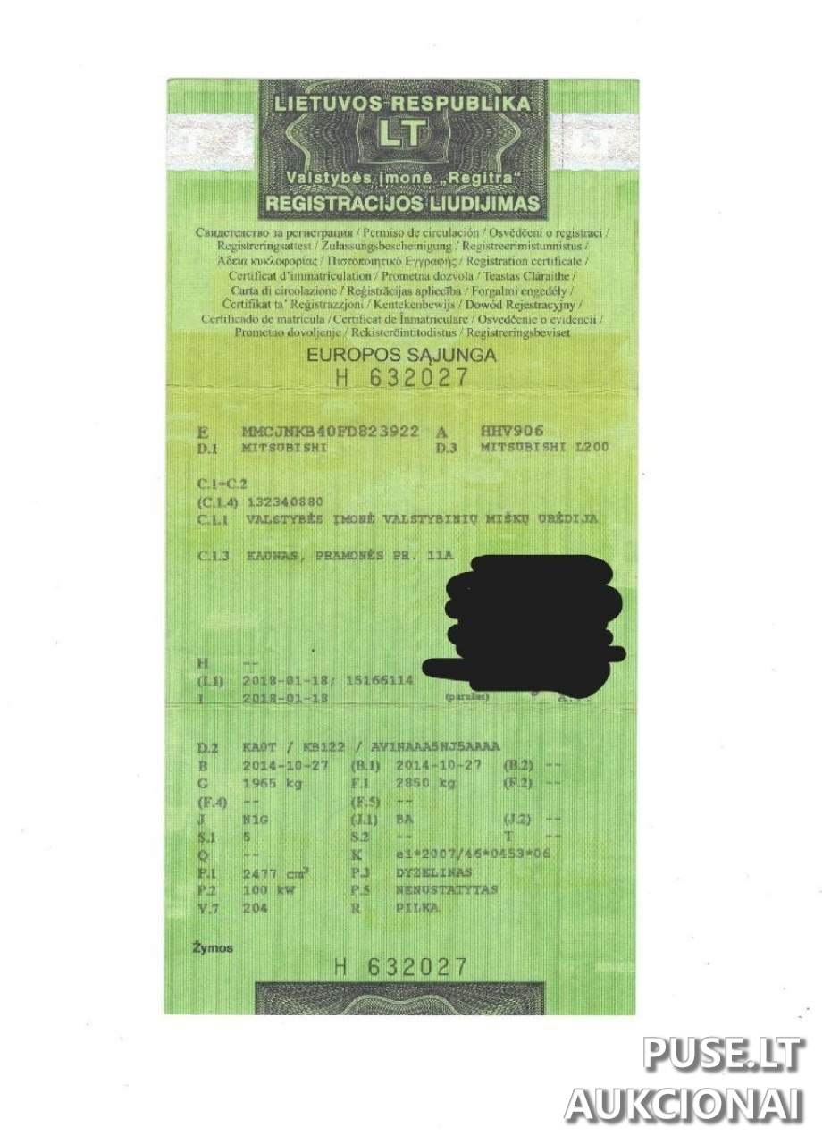 Lengvasis automobilis MITSUBISHI L200 Inv. nr. 35-1-24-48 Traktoriai, savaeigės mašinos, priekabos, puspriekabės 1