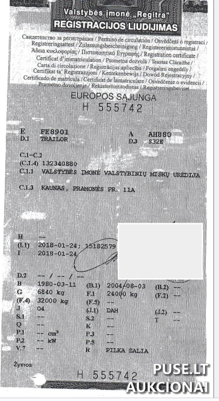 Puspriekabė miškovežis TRAILOR S32E Inv. Nr. 32-26010333 Traktoriai, savaeigės mašinos, priekabos, puspriekabės 1