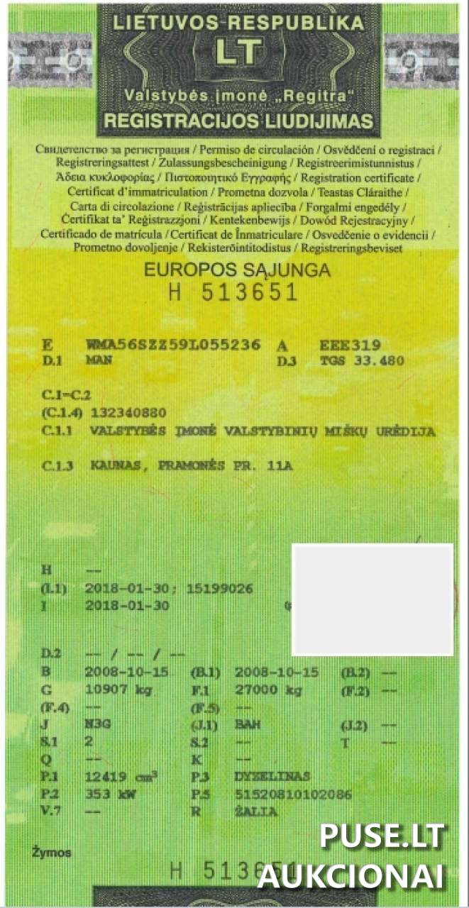 Automašina MAN TGS 33.480 (medienvežis) Inv. nr. 24-42811 Traktoriai, savaeigės mašinos, priekabos, puspriekabės 1
