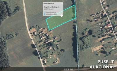 Žemės ūkio paskirties žemės sklypo 0.3250 ha dalis Šalčininkų r. sav., Kmelninkų k. parduodama aukcione, pradinė kaina 784 EUR