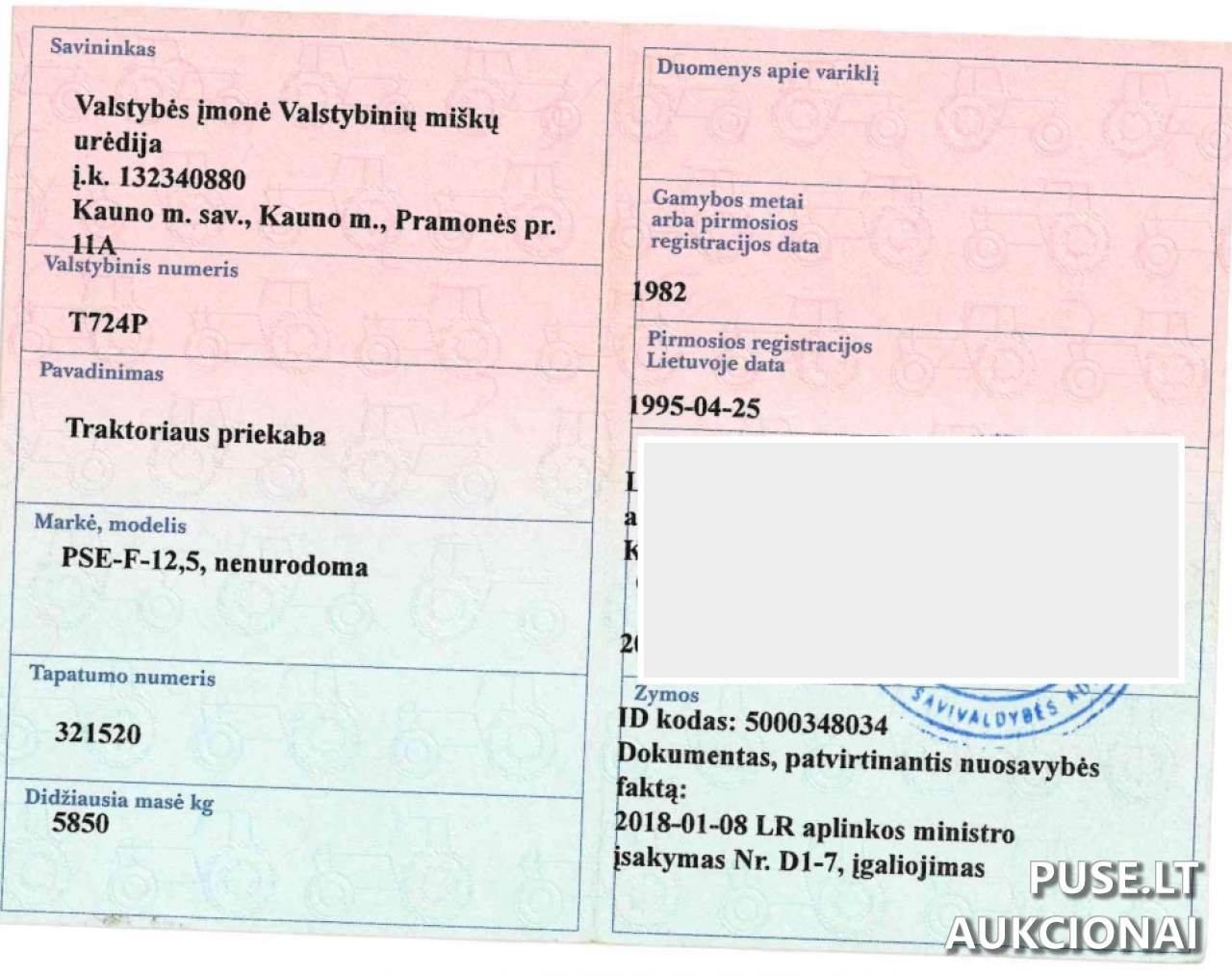 Traktoriaus priekaba HCH-10-RB PSE 12.5 Inv. Nr. 40-150537 Traktoriai, savaeigės mašinos, priekabos, puspriekabės 1