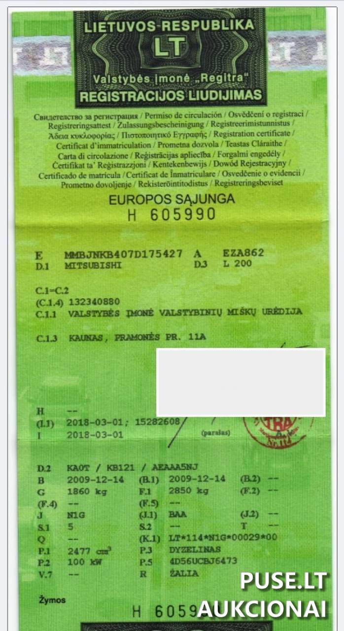 Lengvasis automobilis	MITSUBISHI	L200 Inv. Nr. 12-2559 Traktoriai, savaeigės mašinos, priekabos, puspriekabės 1