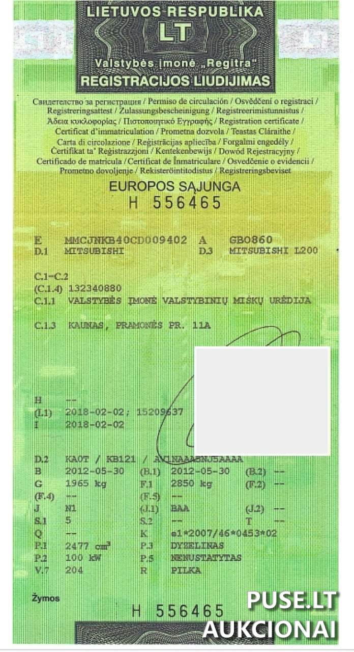 Lengvasis automobilis MITSUBISHI L200 Inv. nr. 09-16-01-000417 Traktoriai, savaeigės mašinos, priekabos, puspriekabės 1