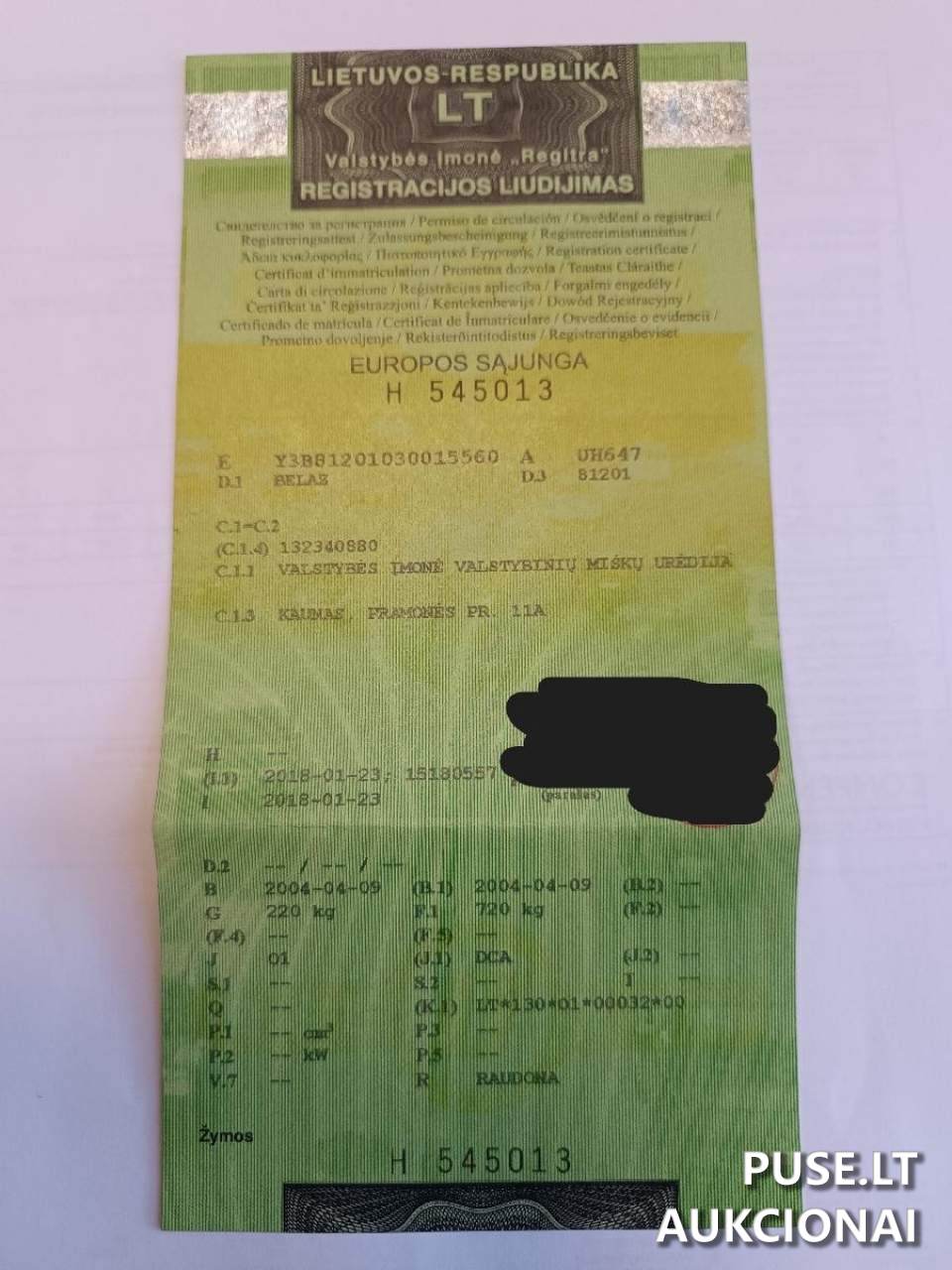 Priekaba iki 0.75 t. BELAZ 81201 Inv. nr. 404000006537 06-03-60 Traktoriai, savaeigės mašinos, priekabos, puspriekabės 1